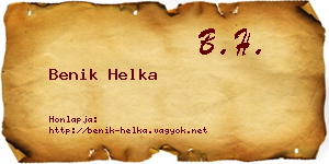 Benik Helka névjegykártya